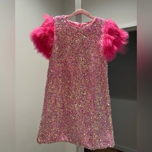Lola + The Boys Rose Feather Party Dress